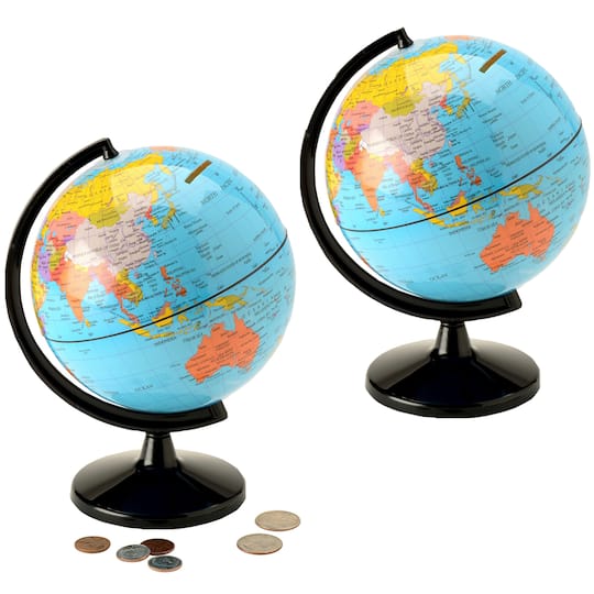 Waypoint Geographic Hemispheres 5.6&#x22; Globe Coin Bank, 2ct.